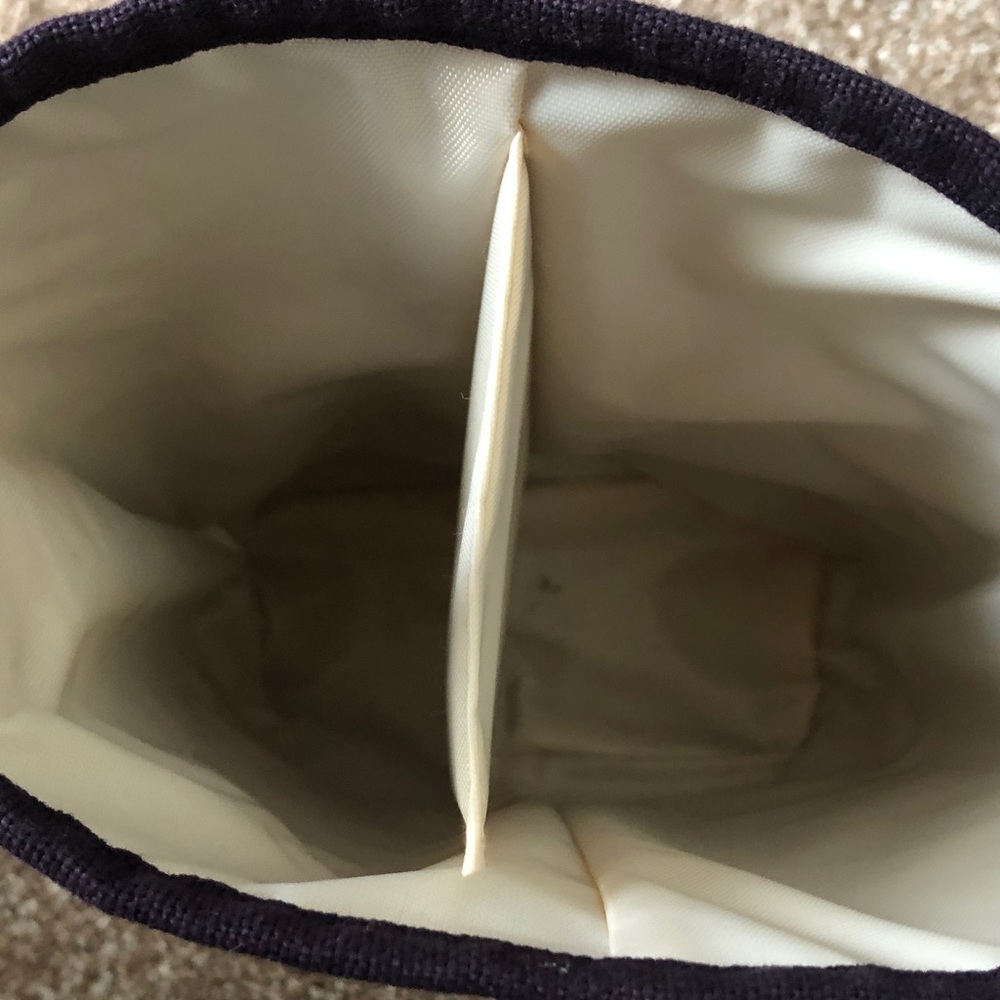 Spartina 449 Double Wine Caddy Ashley River navy blue/off white linen New - Picture 7 of 11